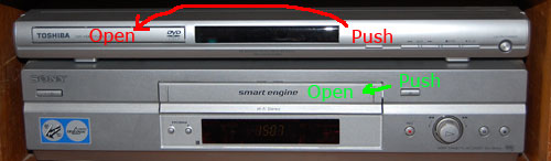 Eject Buttons on Toshiba DVD and on Sony VCR