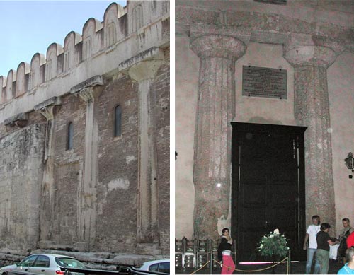 Greek columns embedded in Siracusa cathedral