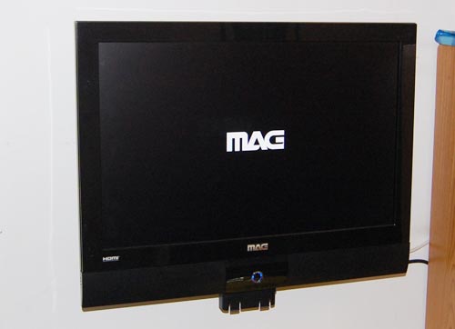 MAG LCD TV with logo on screen