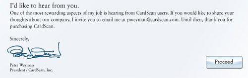 CardScan welcome dialog