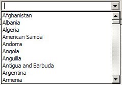 Drop-down List of countries