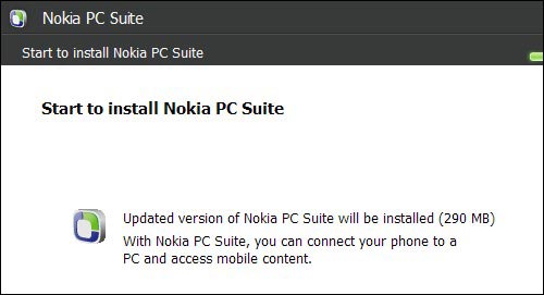 Nokia PC Suite Installation Dialog