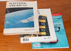 Scientific American issues from 1969, 1983 and 2009