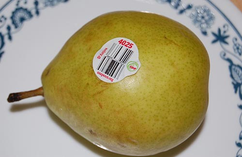 Barcoded pear