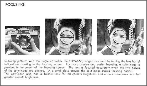 Page from Kowa SE camera manual